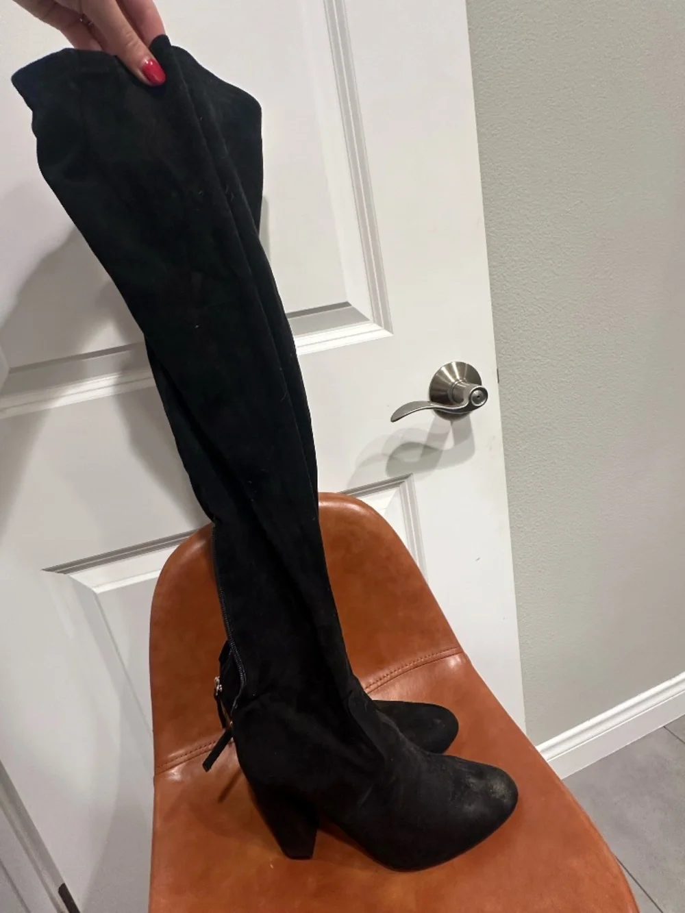 Steve Madden Black Velvet Over the Knee Boots